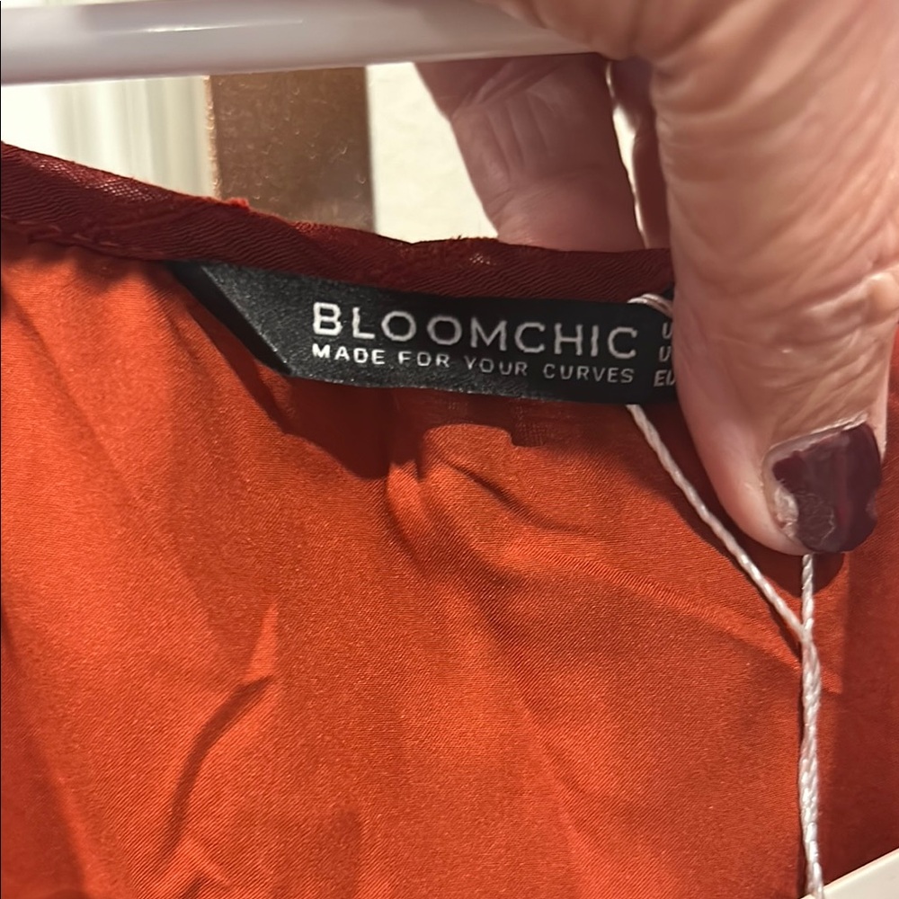 BloomChic Copper Colored Maxi Dress with 3/4 With Flutter Sleeve - Picture 3 of 11